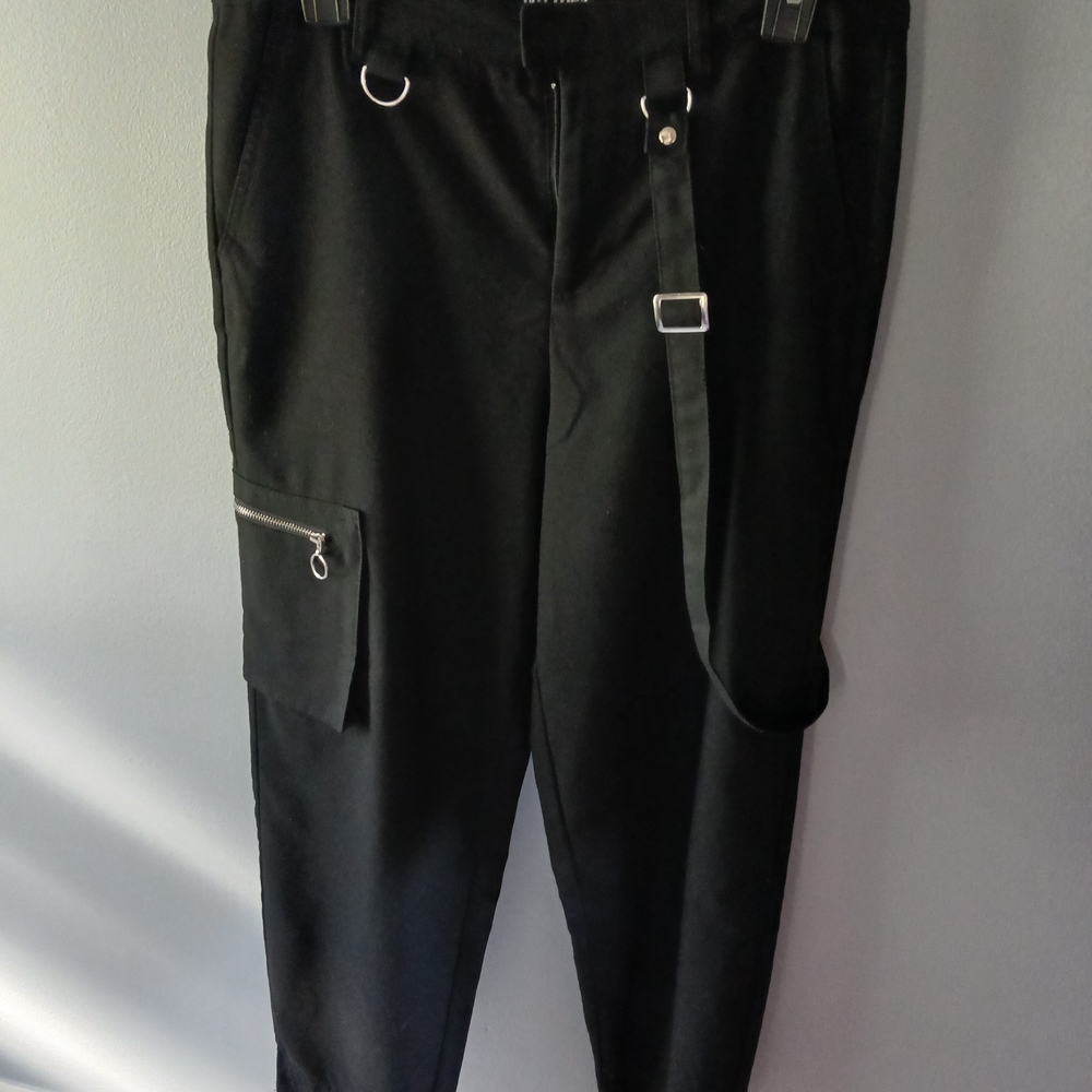 Hot Topic Black Cargo Pants with Strap Detail
